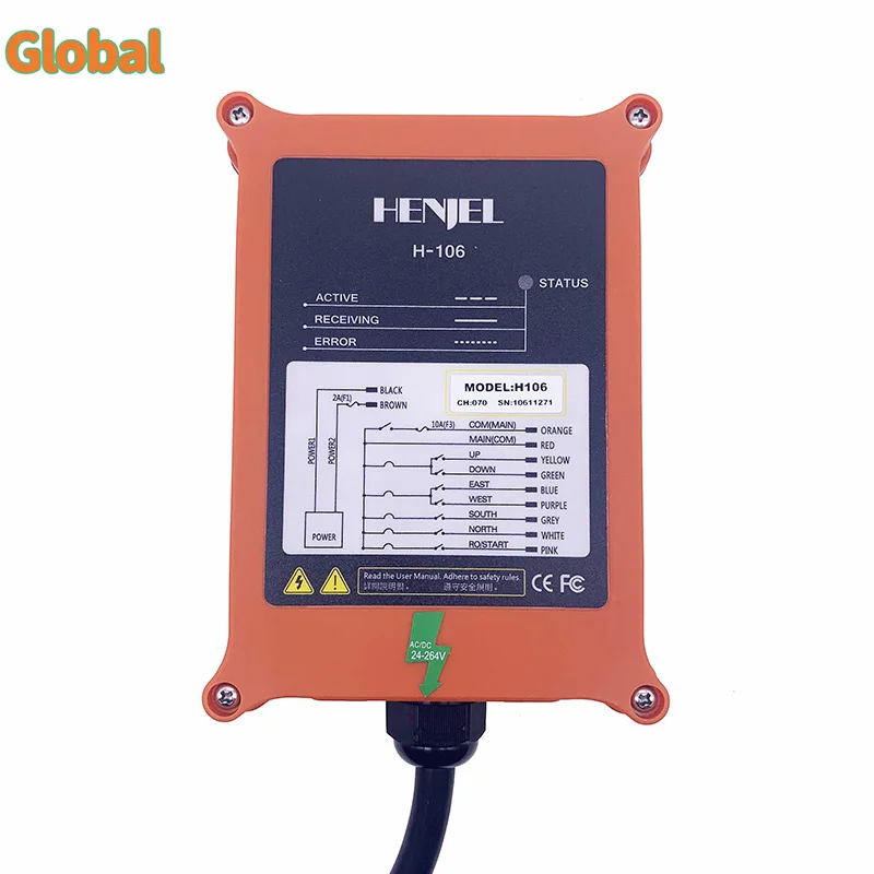 HENJEL H106 6 ปุ่มอุตสาหกรรมไร้สายวิทยุเครนรีโมทคอนโทรลรอกเหนือศีรษะ Bridge TRACK Crane CONTROLLER