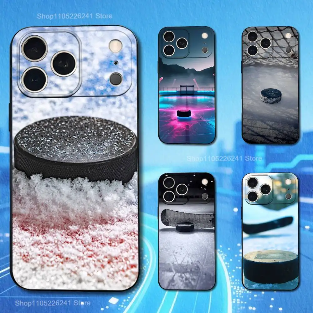 

Sports Ice Hockey Phone Case For iPhone 17,16,15,14,13,12,11,Plus,Pro Max,XS,X,XR,SE,Mini,8,7,Soft Silicone Black