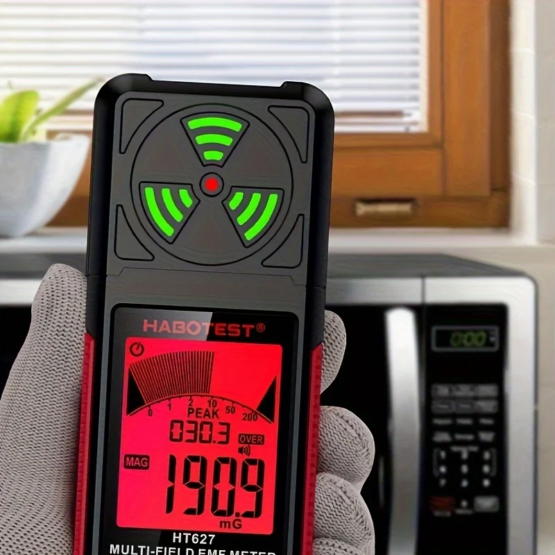 HABOTEST HT627 EMF متر المهنية المجال الكهرومغناطيسي كاشف إشعاع يده المحمولة تردد الراديو تحذير متر #2