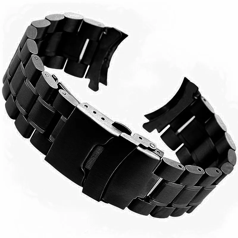 Curved end Stainless steel Watchband Men Luxury bracelet Silver Watch Accessories 18mm 20mm 22mm 24mm Steel banding Bracelet