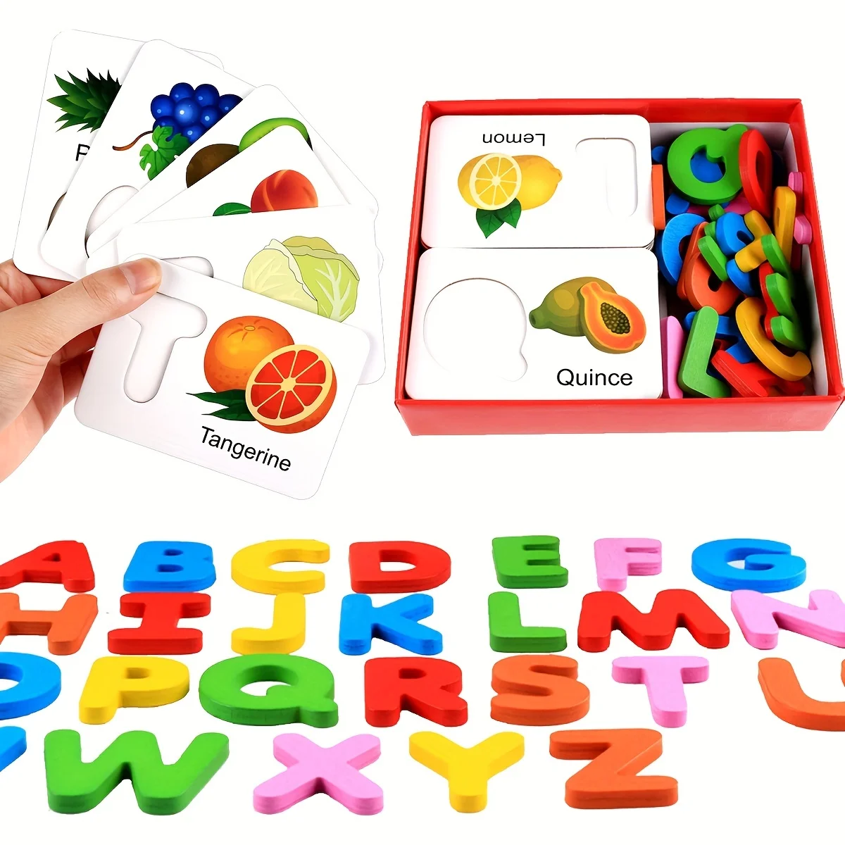 Alphabet Flash Cards For Toddlers, ABC Montessori Educational Toys Gifts For Preschool Learning , Wooden Letters Puzzle Game