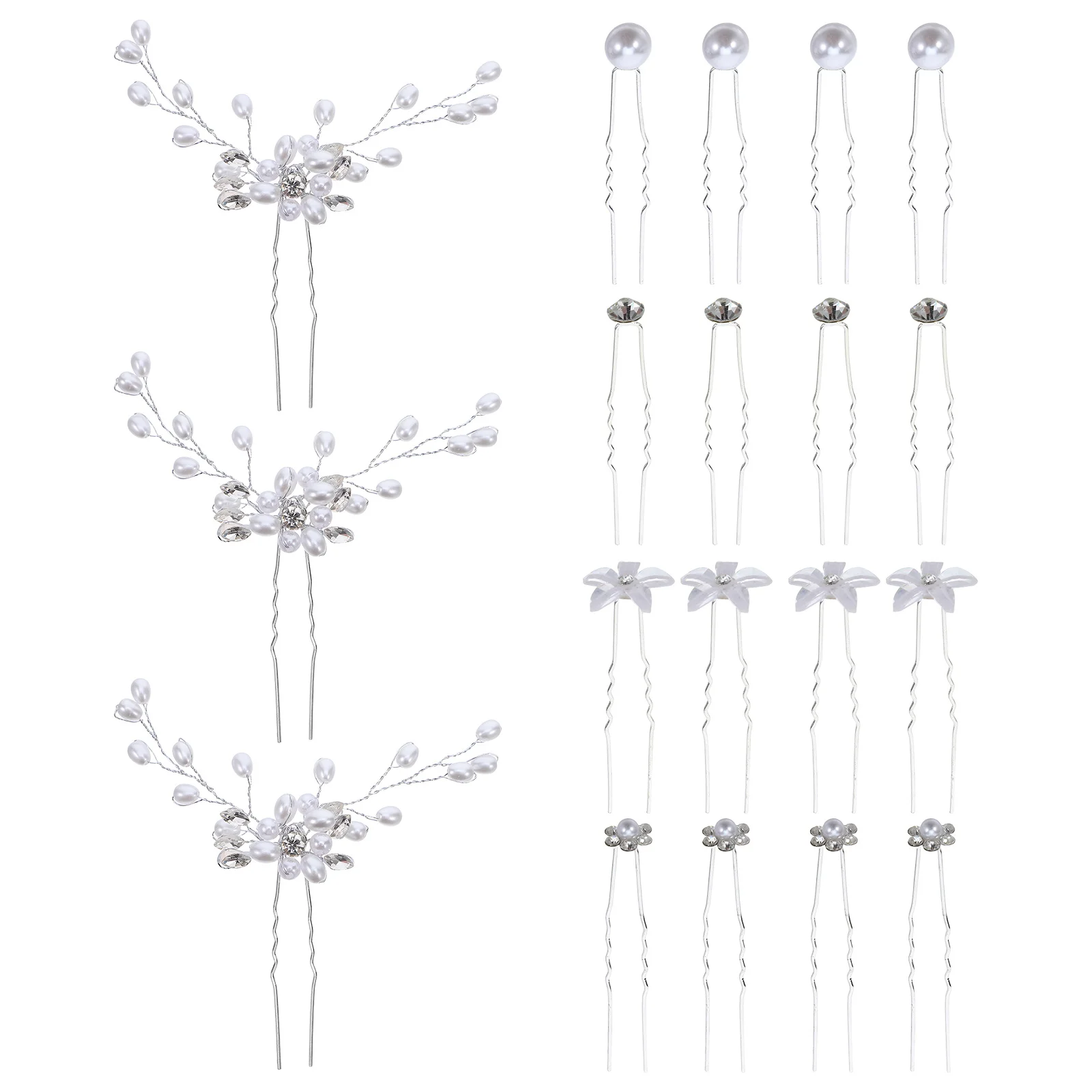 

23Pcs Rhinestone Hair Pins Bridal Headpiece Flower U Shape Clips Pearls Wedding Accessories Women Girls Hair Pearls