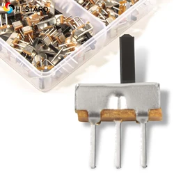 100pcs Mini Vertical Micro Slide Switch 2 Position 3 Pin Terminal 1p2t SPDT On/Off Switches SS-12D00 For PCB Breadboard Electron