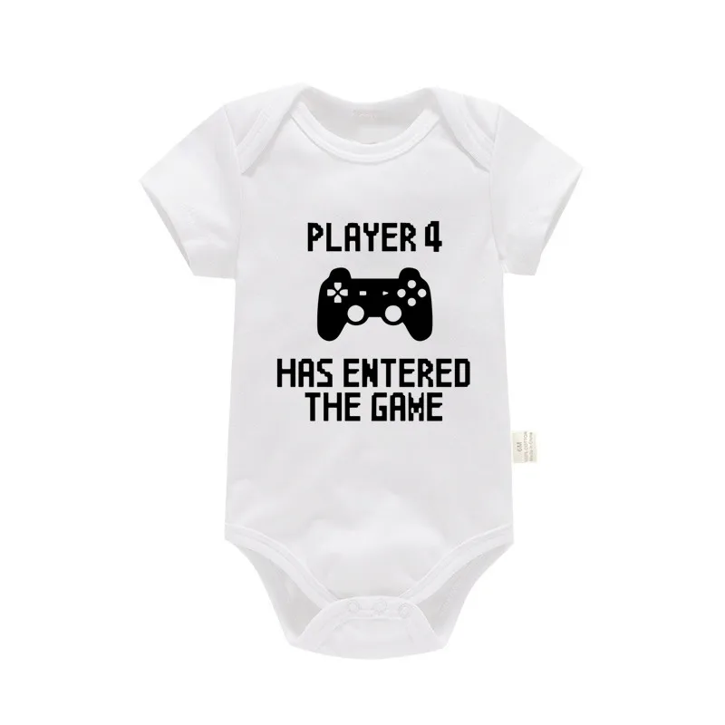 Player 4 Has Entered the Game Newborn Baby Bodysuit Cotton Short Sleeve Infant Romper Funny Boys Girls Jumpsuit