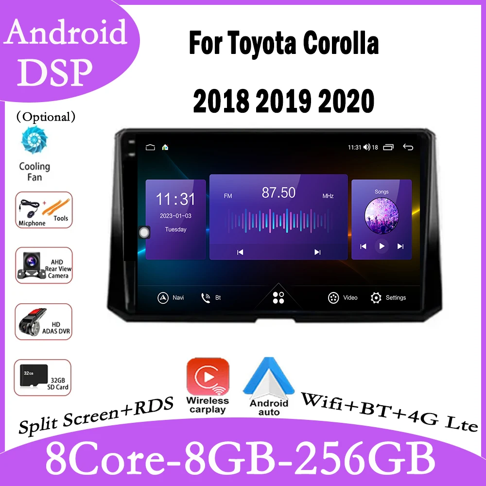 

10 lnch Android 14 для Toyota Corolla 2018 2019 2020 DSP автомобильное радио Carplay видео Авторадио плеер мультимедийная навигация GPS Wifi