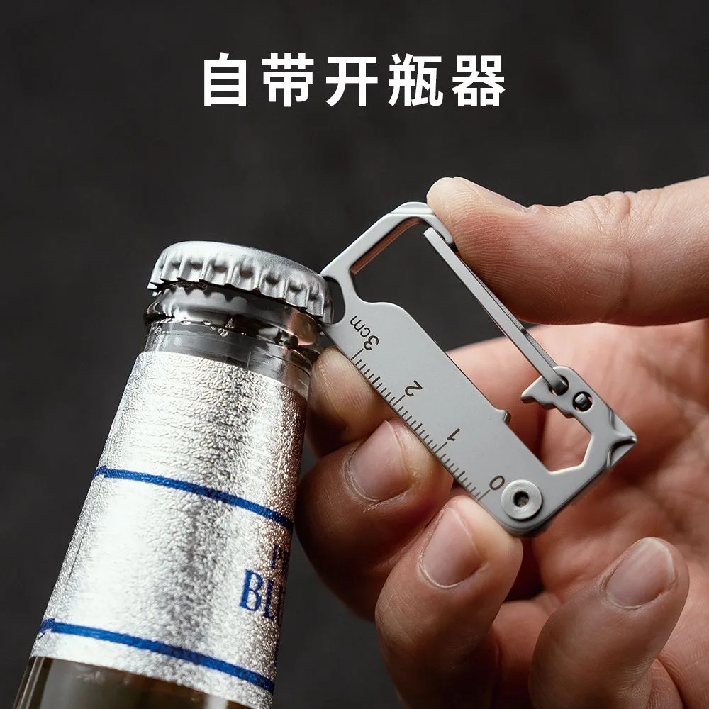 8 IN 1 Stainless Steel Keychain Knife Pocket MINI Folding Knife Screwdriver Graduated Belt Pendant Multifunctional Bottle opener