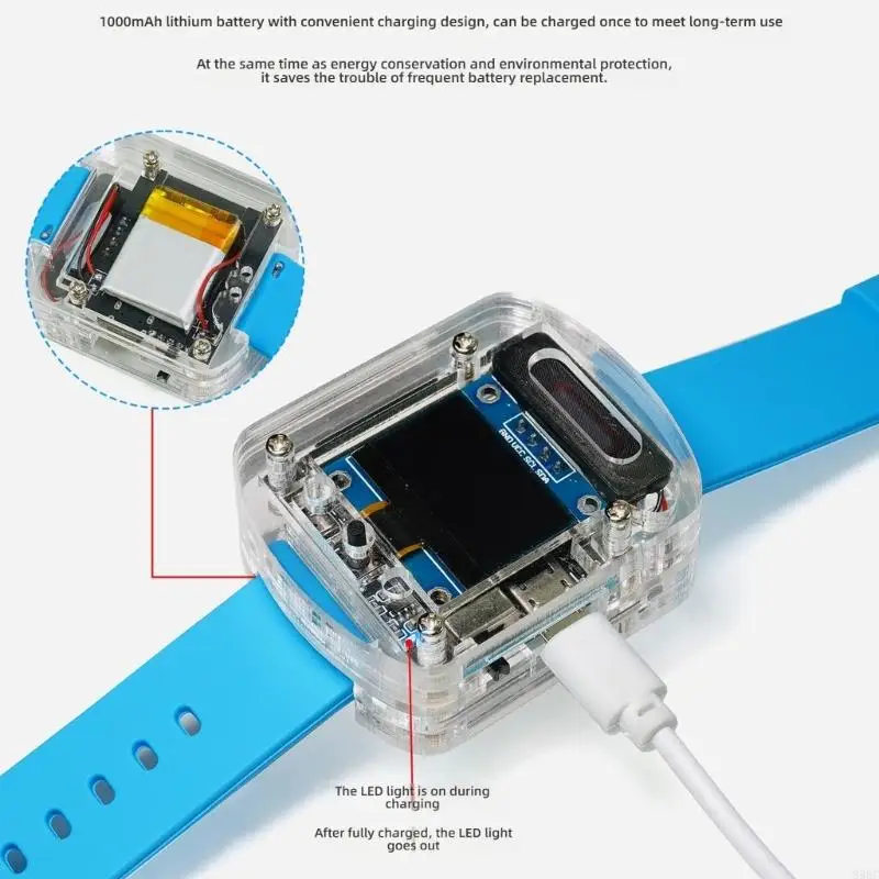 reloj con Control voz AI, proyecto aficionado a electrónica recargable DIY 896C