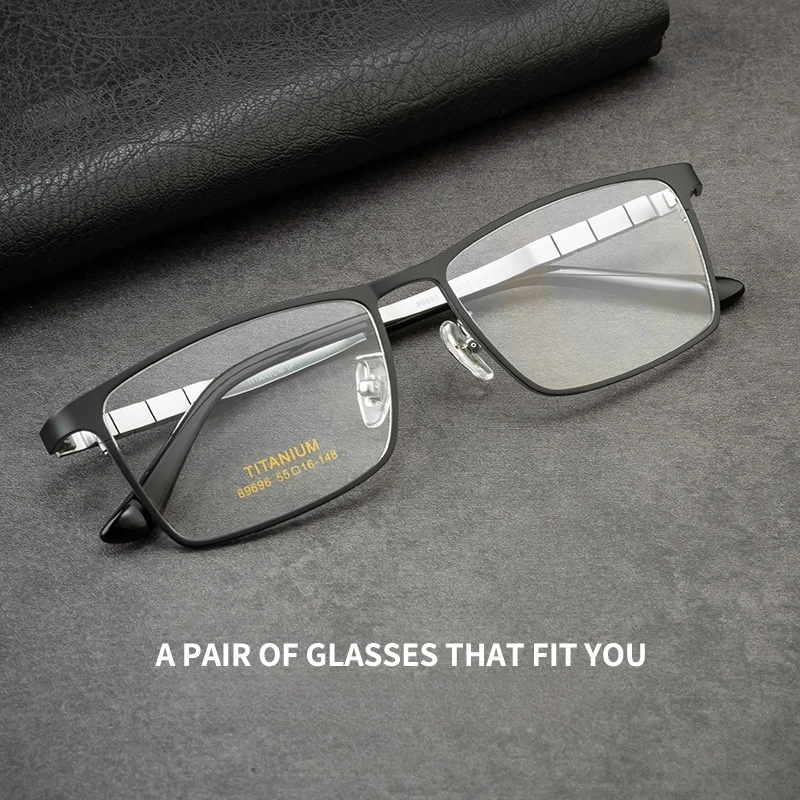 OLLYMURS Luxury Business Pure Titanium Men's Glasses Ultra-Light Simple Square Optical Prescription Eyeglasses Frames 89696CN