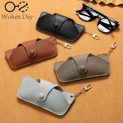 Portable Retro Handmade PU Leather Glasses Bag with Lanyard Hanging Sunglasses Case Simple Glasses Storage Box Sunglasses Case