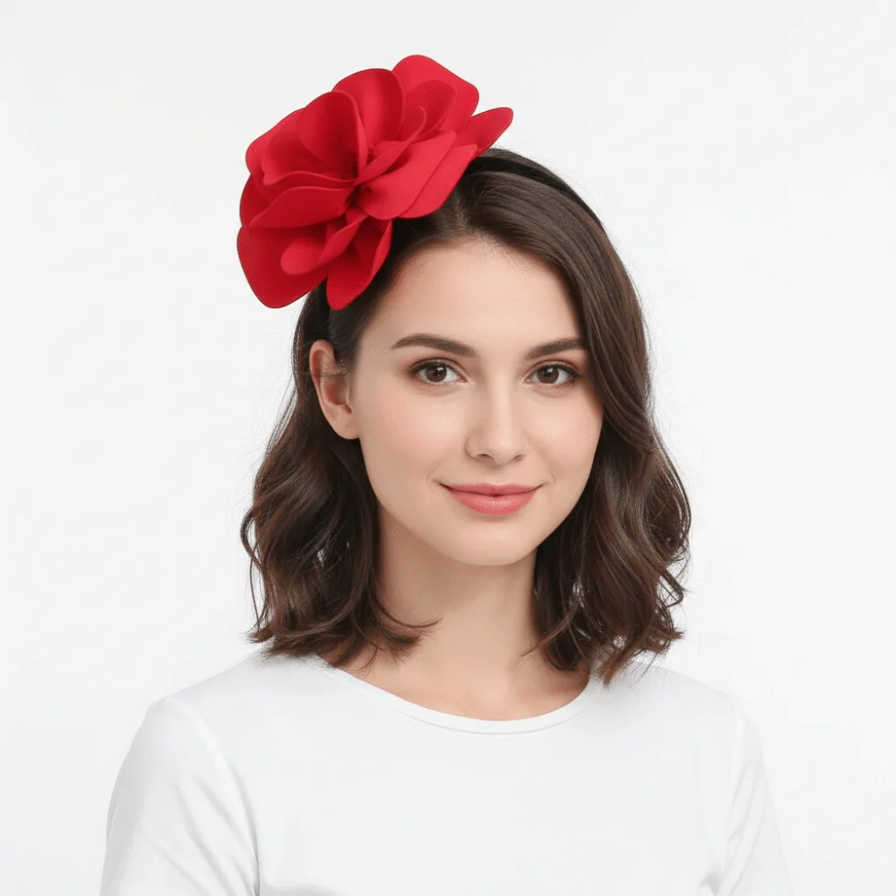 

New Solid Color Hairbands Elegant Headwear Headband Large Flower Hair Hoop Dinner Party