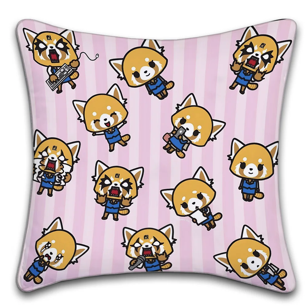 Sanrio Aggretsuko Decorative Room Aesthetics Pillow Case Home Decor Bedroom Sofa Bed Pillow Cover 45x45
