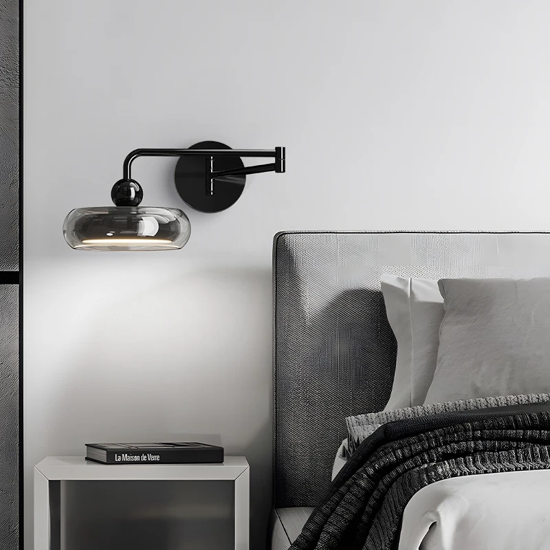 Nordic Minimalistische Swing Arm Schwarz/Silber Schmiedeeisen Wand Lampen Moderne High-end-Nachttisch Hotel Restaurant Studie lesen Wandlampen
