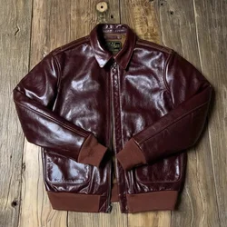LNY Shop Best.Classic Bomber A-2  genuine leather jacket.Mens luxury thick leather coat.quality Burgundy leather A2 jackets
