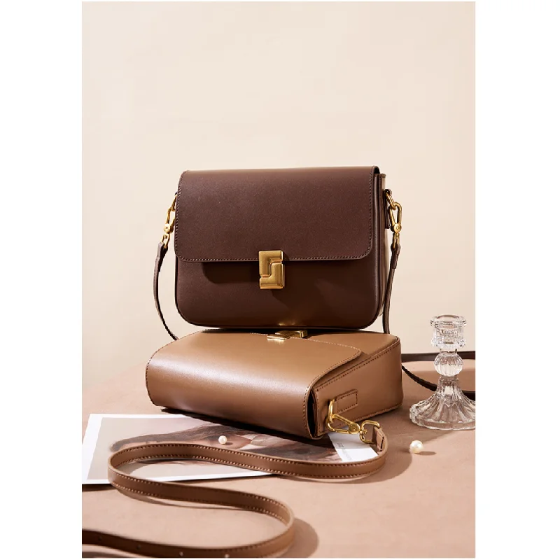 

Элегантная дизайнерская женская сумка из спилковой кожи, маленькая квадратная сумка через плечо, винтажная сумка-мессенджер, повседневная сумка для города