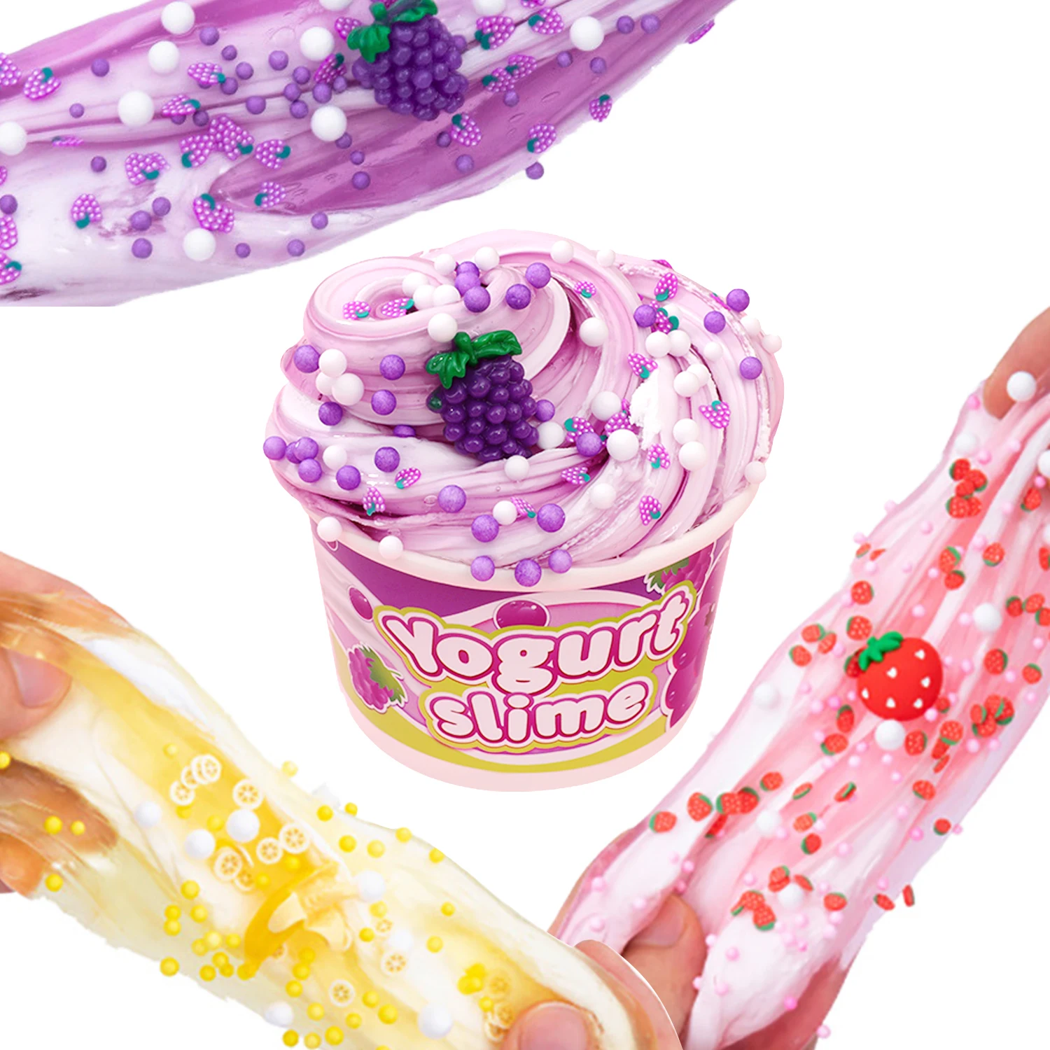 Crystal Mud Slime Cloud Zijden Modder, Fruitsmaak en Geur DIY Slow Pressure Handgemaakt Speelgoed, Verkrijgbaar in 6 stijlen om uit te kiezen