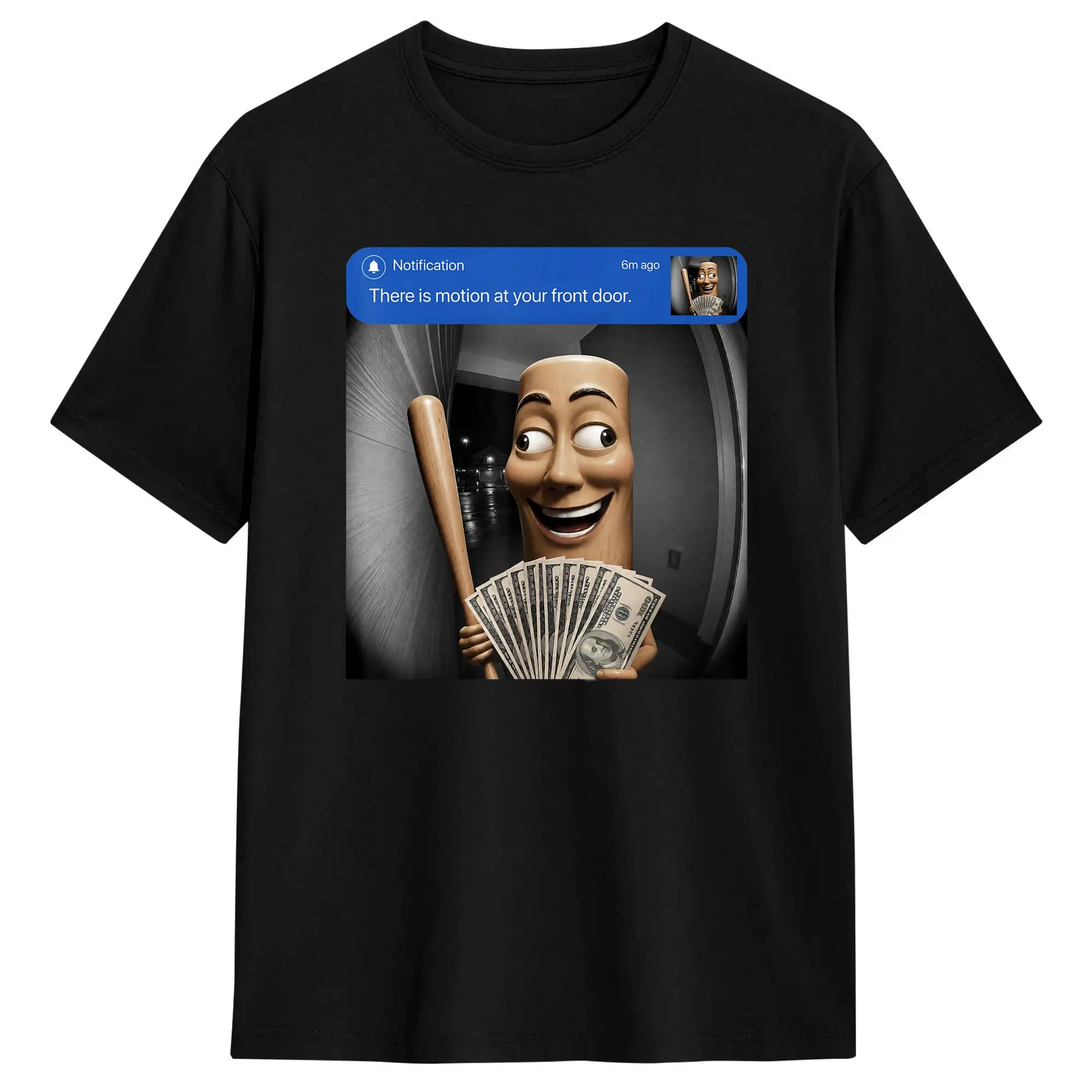 There is Motion At Your Front Door Tung Tung Tung Sahur T-Shirt for Men  Humorous Cotton Tees Round Collar Short Sleeve T Shirts