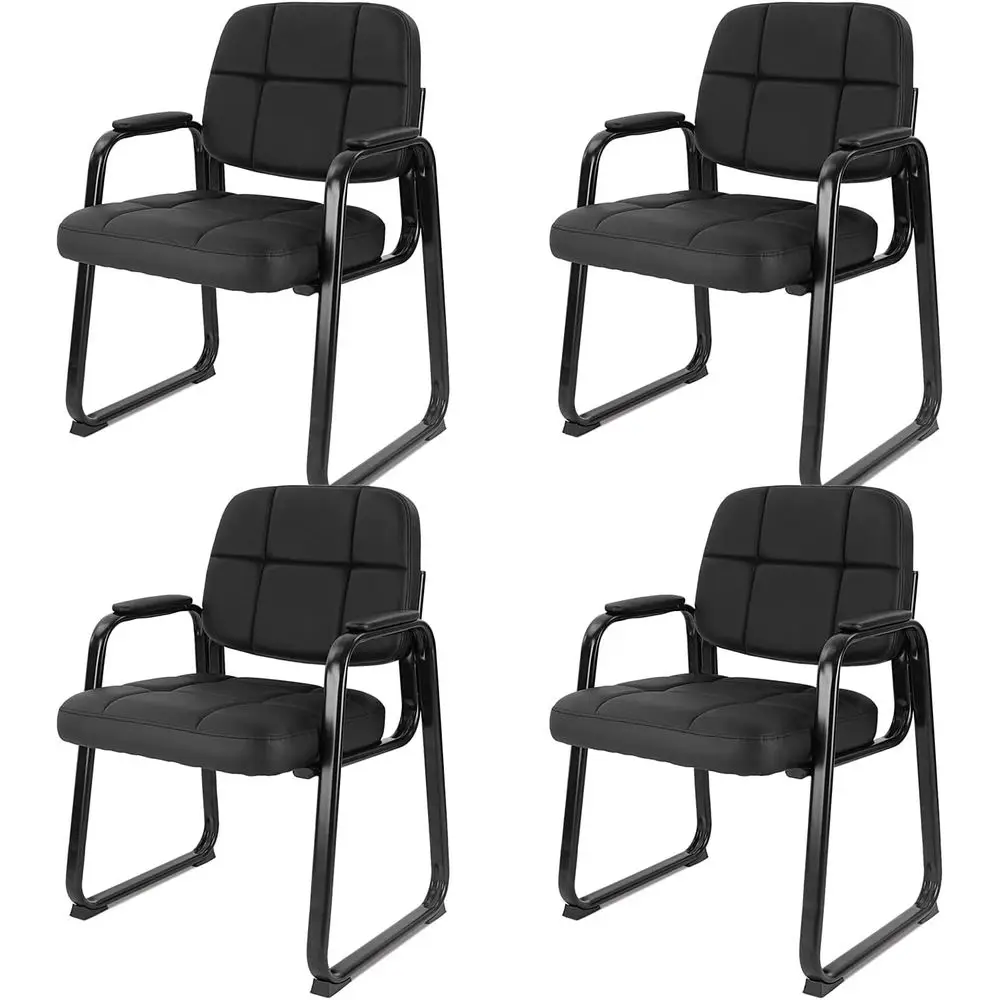 

Ergonomic Padded Armrest Sled Base Chair, Ideal for Office Conference Waiting Rooms, Black (4 Pack)