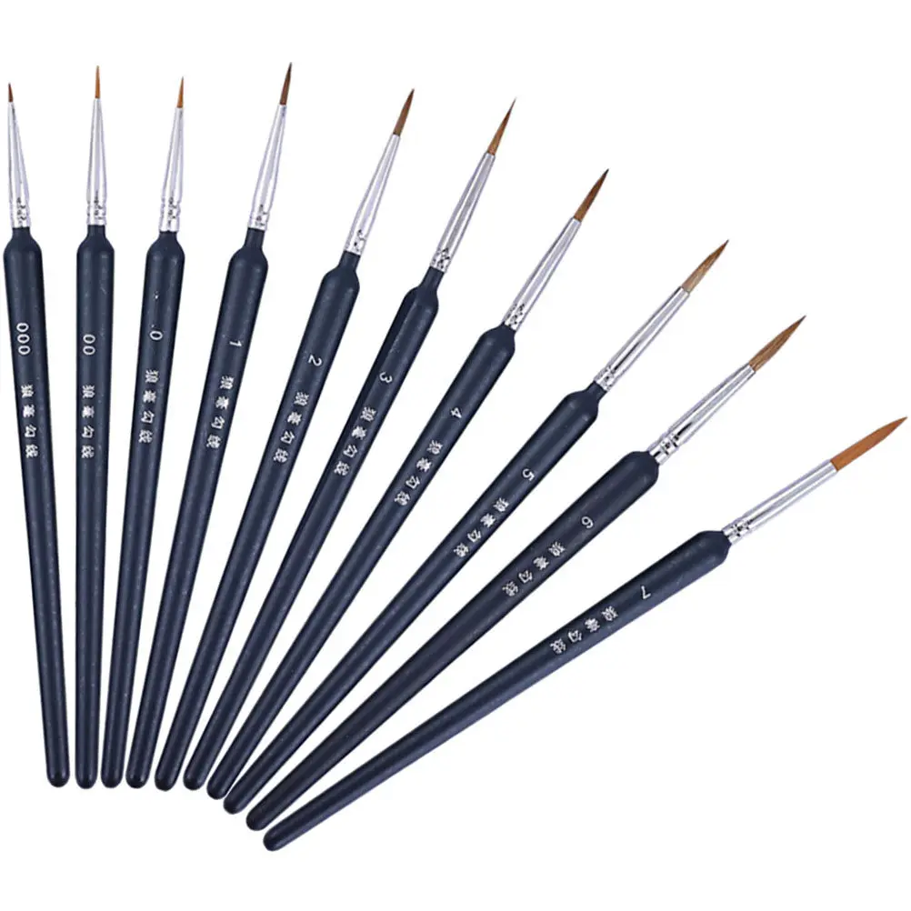 

Набор из 10 кистей для детализированной росписи, высококачественные мини-кисти с деревянной ручкой и тонким наконечником для рисования линий, для нейл-арта и художественных работ