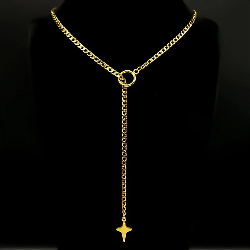 Herz-O-Ring Lange Kette für Damen und Herren Punk-Rock-Halskette Edelstahl Schlüssel-Schloss-Halsketten Verstellbare Y-Halskette Schmuck Geschenk – Detail 7