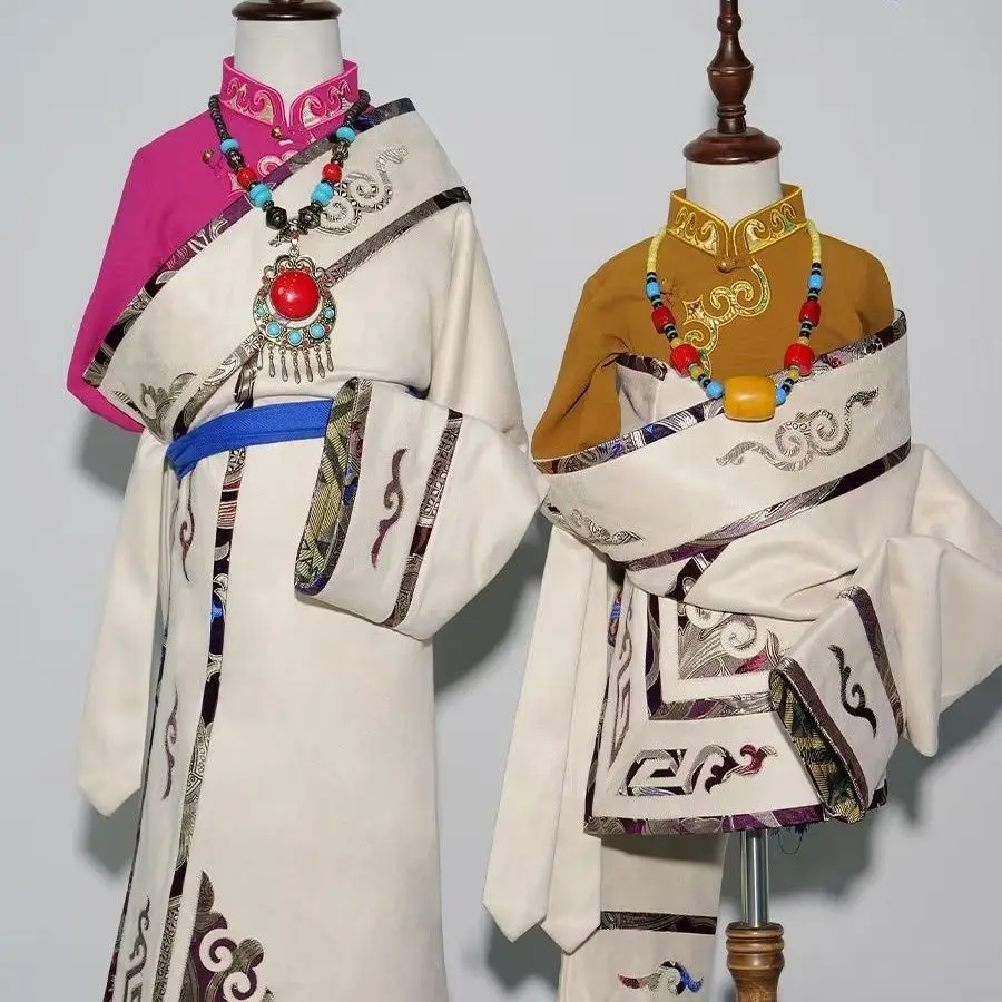 

Xizang Kangba Children's Men's and Women's Embroidery Tibetan Embroidery Single-piece Tibetan Robe Thin