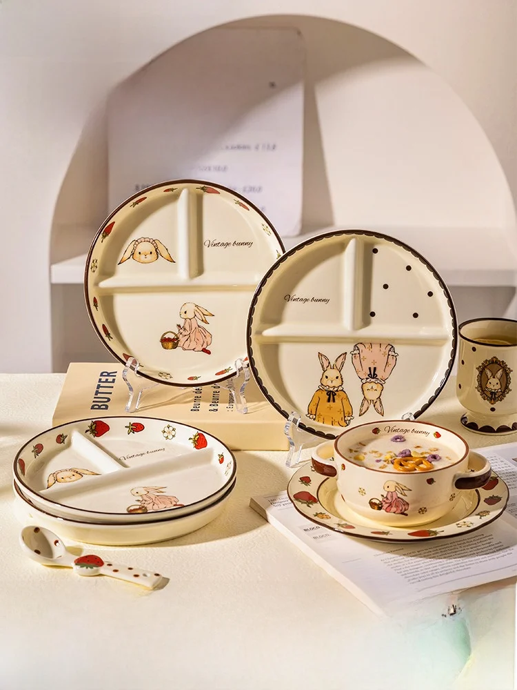 

Modern Housewife Hera Rabbit 2 id Cerc Plate Breakfast Di Adult Weight Loss Diet Plate Cartoon Design High Temperatu...