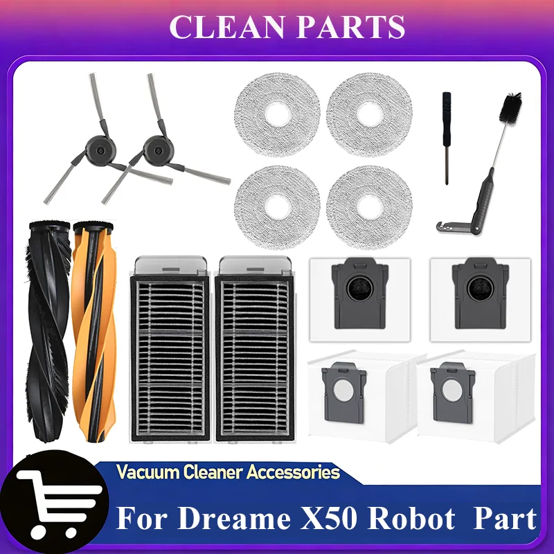Für Dreame X50 Roboterstaubsauger Zubehör X50 Master / L50 (Pro) Ultra / L40s (Pro) Ultra Haupt- und Seitenbürste HEPA-Filter Wischmopp C