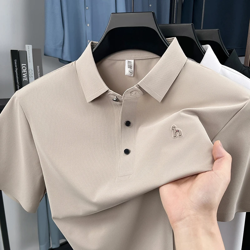 2026 New Arrival for Men's Lightweight Luxury Embroidered Polo Shirts with Flap Collar for Business and Casual Wear in Summer