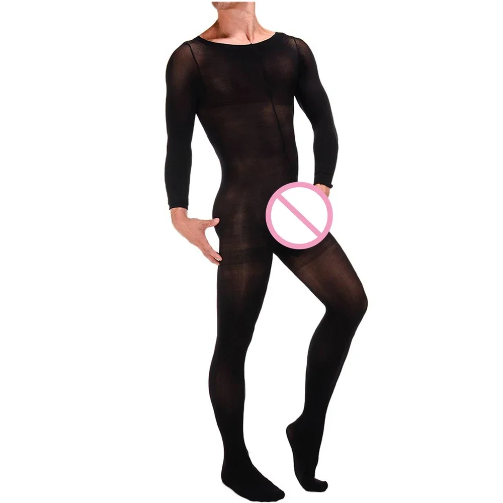 

Сексуальные мужские прозрачные чулки для тела, чулки с промежностью, колготки для трансвеститов, нижнее белье, боди, комбинезон