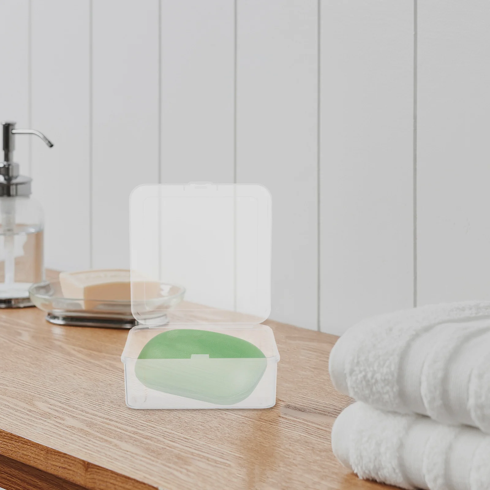 

24pcs Transparent Square Soap Box 8.5X8.5X5Cm Clear Plastic Container Flip Lid For Handmade Soap Storage Travel Bathroom