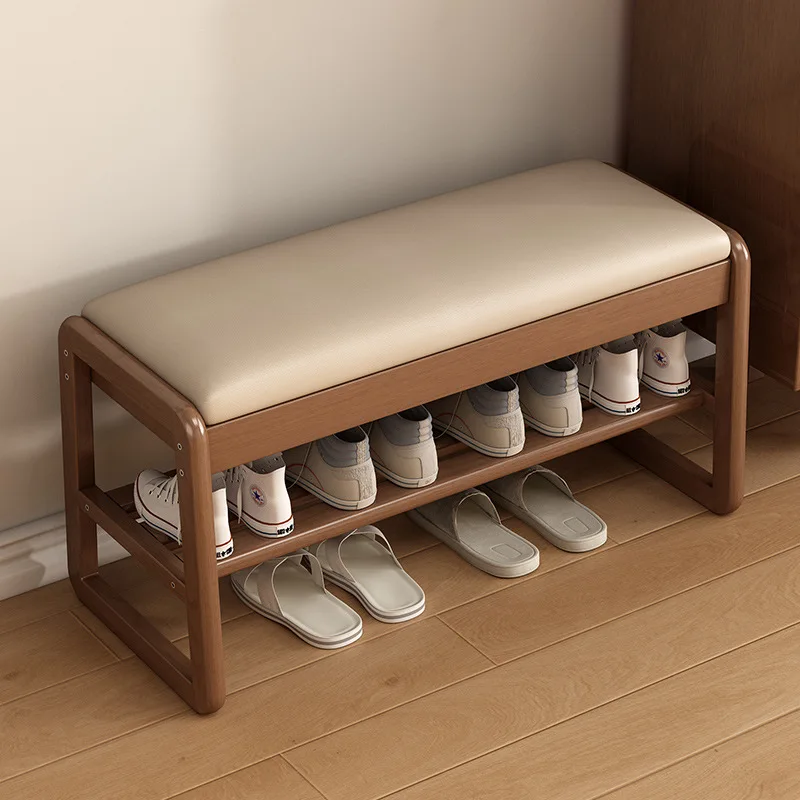 Shoe changing stool, solid wood shoe rack, long sitting stool, integrated shoe storage cabinet, storage rack,entrance shoe stool