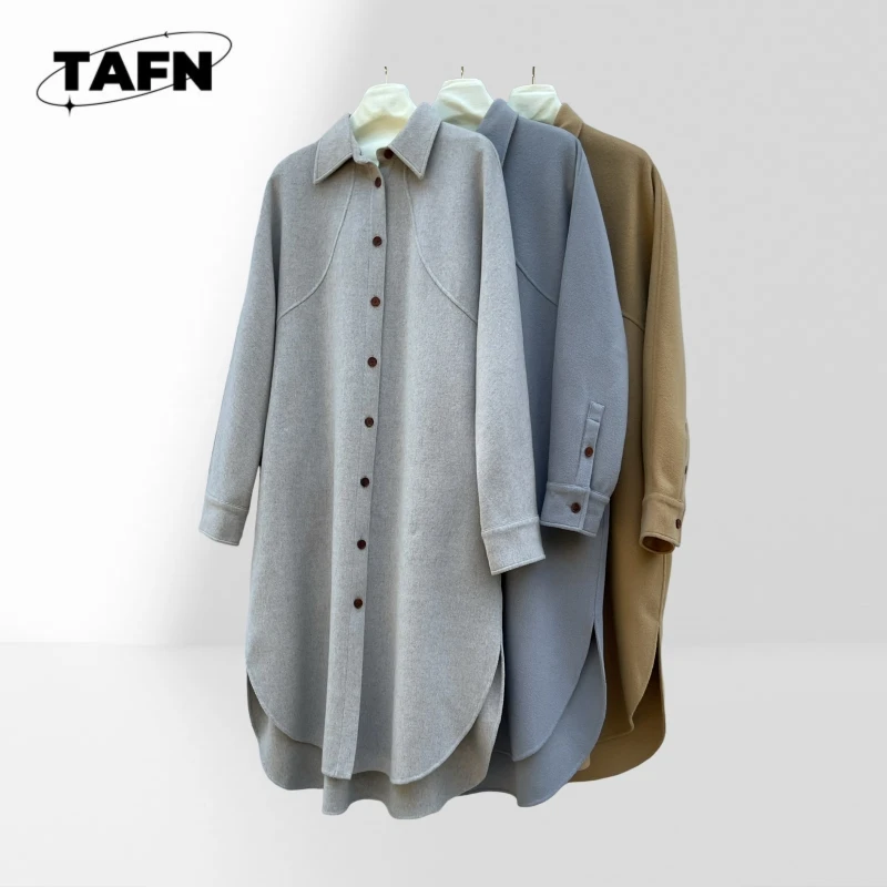 

Повседневное длинное пальто с пуговицами для женщин, стильный тренч с поясом, ветровка для осенних дней AK2126