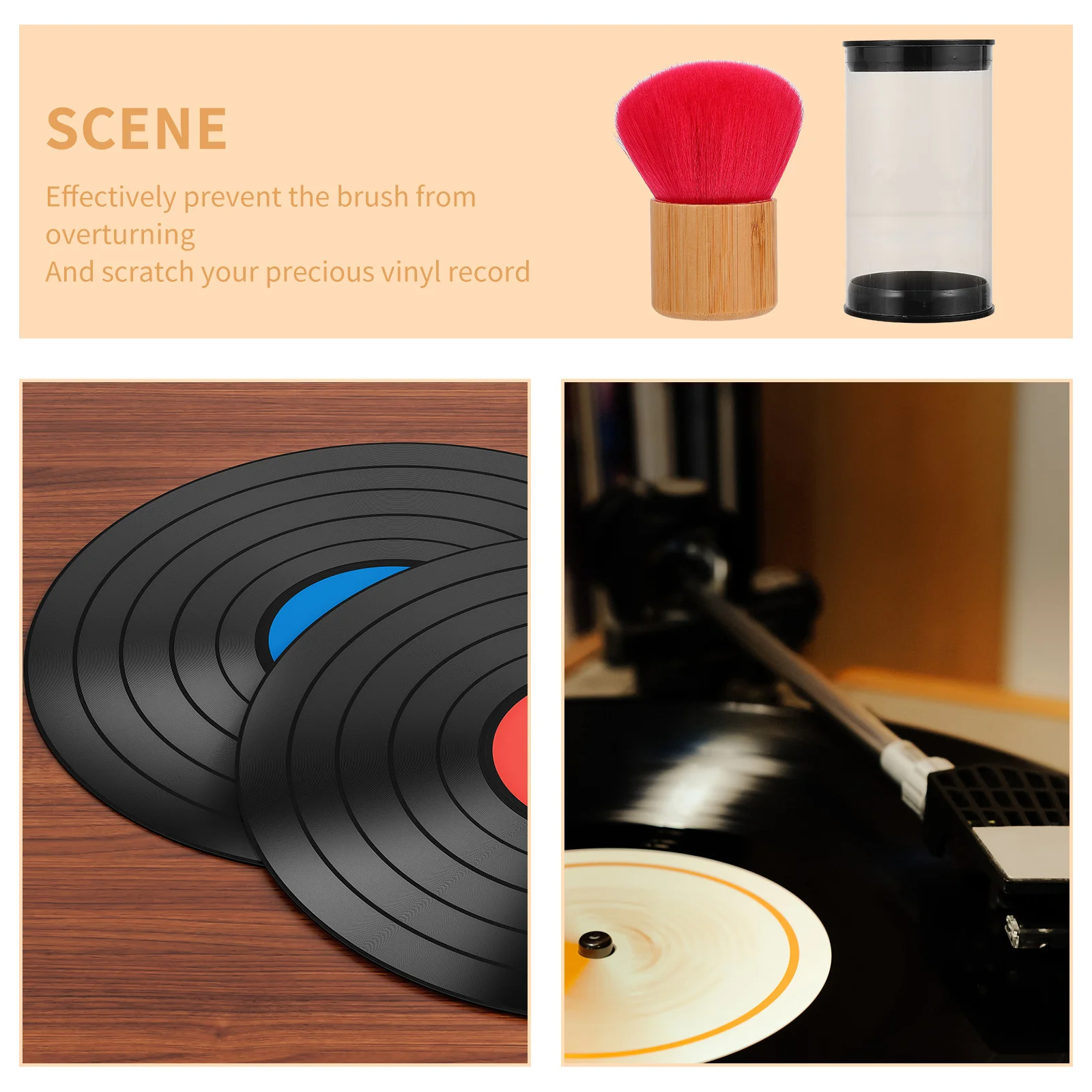 

Dust Removal Tool Vinyl Record Cleaner Brush Antistatic Fiber Hair Wooden Handle for Best Sound Quality Record Brush