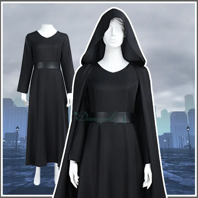 

Adult Woman Costume Rey Black Long Robe Cosplay Costume Full Set With Cloak And Dress Pants Carnival Suit Halloween Party