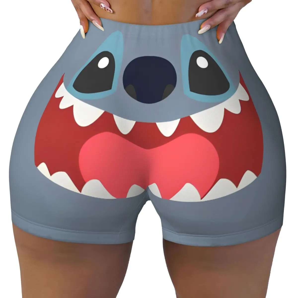 

Laughing Stitch High Waist Yoga Short Women Cute Funny Athletic Fitness Workout Gym Sports Leggings