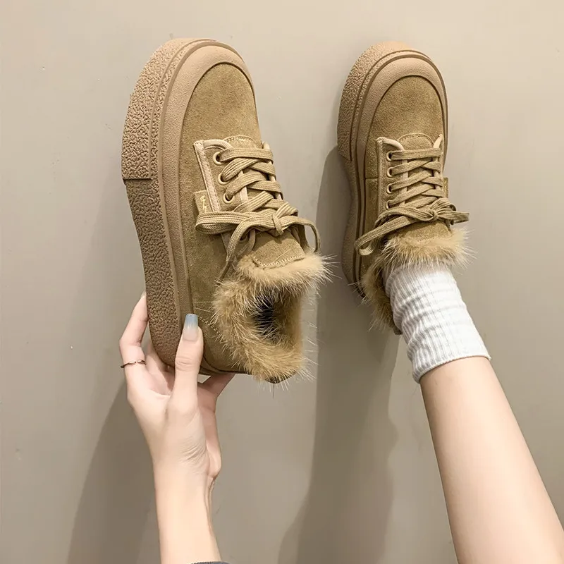 All-Match Women Round Toe Clogs Platform British Style Casual Female Sneakers Korean Shoes Creepers Cross Preppy New Winter