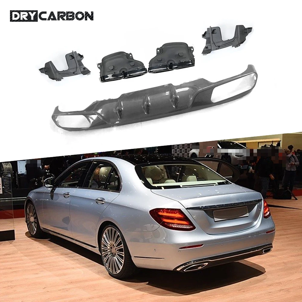 

Rear Bumper Lip Diffuser With Exhaust Tips for Mercedes Benz E Class W213 E250 E350 E400 E43 E63 AMG Standard 4 Outlet 2017-2019