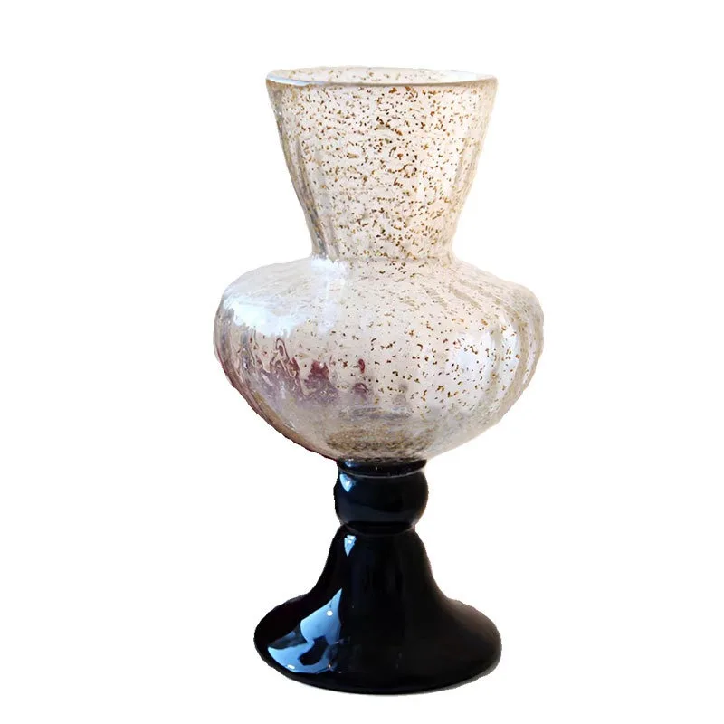 

Glazed high-footed retro medieval French old goods high-end art wind lamp vase flower arrangement ornament