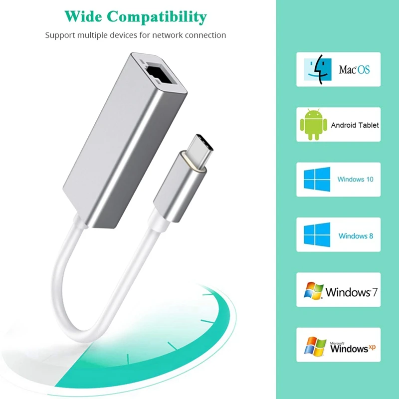 Type-C Gigabit Network Card USB-C To RJ45 Ethernet Adapter Network Card For  Pro Samsung Galaxy