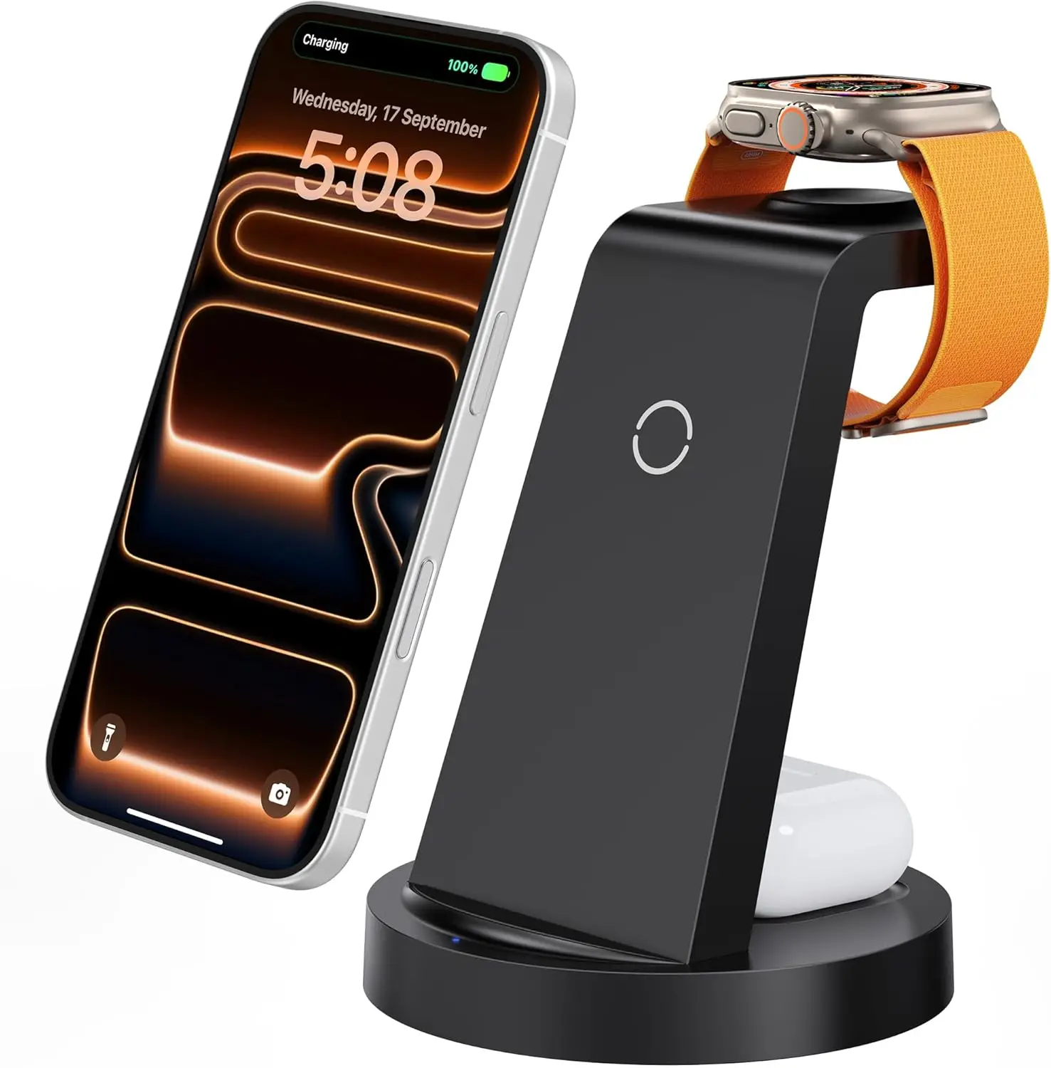 

3 in 1 Wireless Charging Station for iPhone 17 16e 16 15 14 13 12 11 Pro Max, Apple Watch, AirPods - Fast Charger Stand