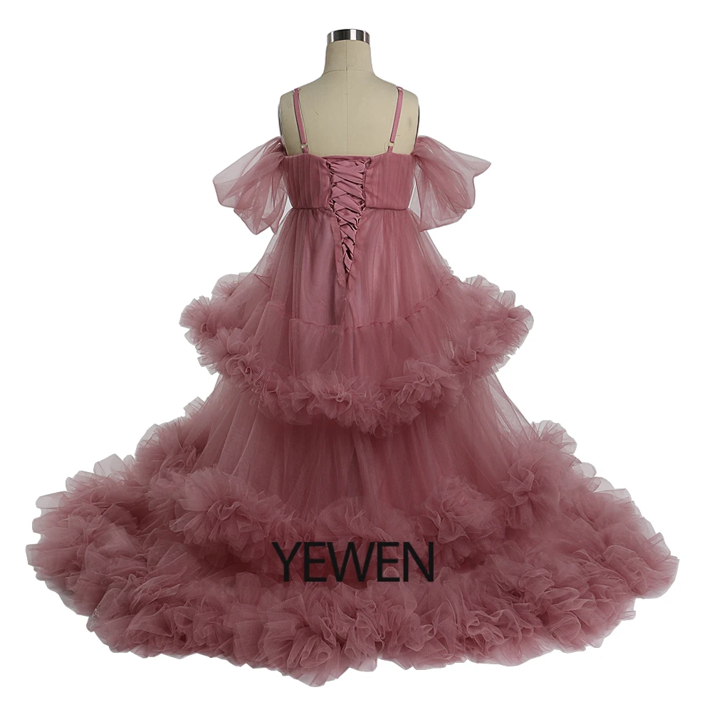 Cloud Ruffles Flower Girls Dresses for Weddings Birthday Party Children Photo Shoot Dress Baby Shower YEWEN