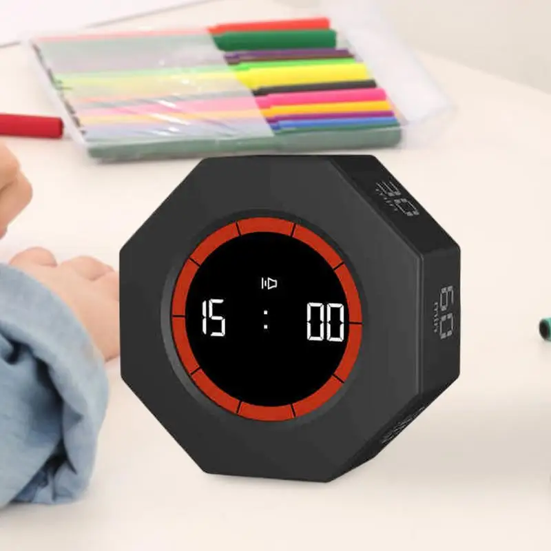 Digital Timer Productivity Cube Timer  Digital Sensor LED Display  Preset Time Kids Time Management Kitchen Countdown Timer