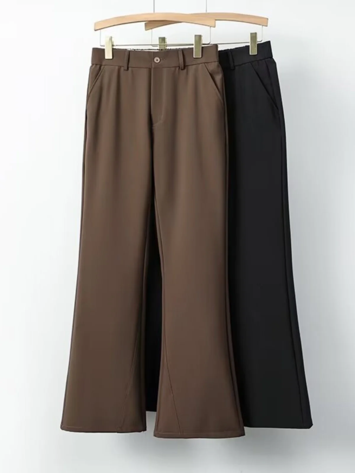 

Мужские повседневные брюки прямого кроя, весенне-осенние, свободные, однотонные, в стиле High Street, длинные, модные, слегка расклешенные, в западном стиле