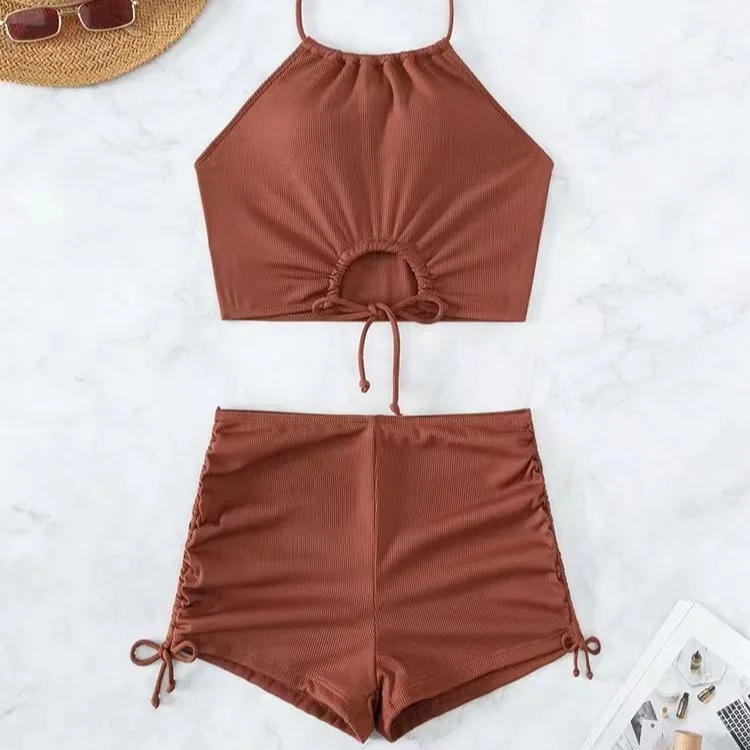 2026 Summer Black Swimsuits Tankini Set Female Swimwear Sports Beach Wear Two-Piece Bathing Suit Pool Women's Swimming Suit