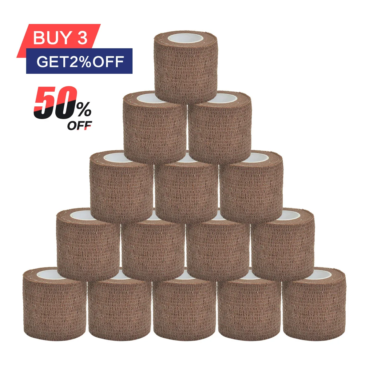 

1/6/10 pcs brown Gauze Medical Bandage Self-adhesive Breathable Elastic Bandages for Sports Fixing Finger Wrist Leg