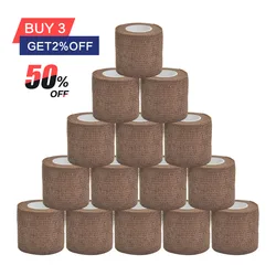 1/6/10 pcs brown Gauze Medical Bandage Self-adhesive Breathable Elastic Bandages for Sports Fixing Finger Wrist Leg