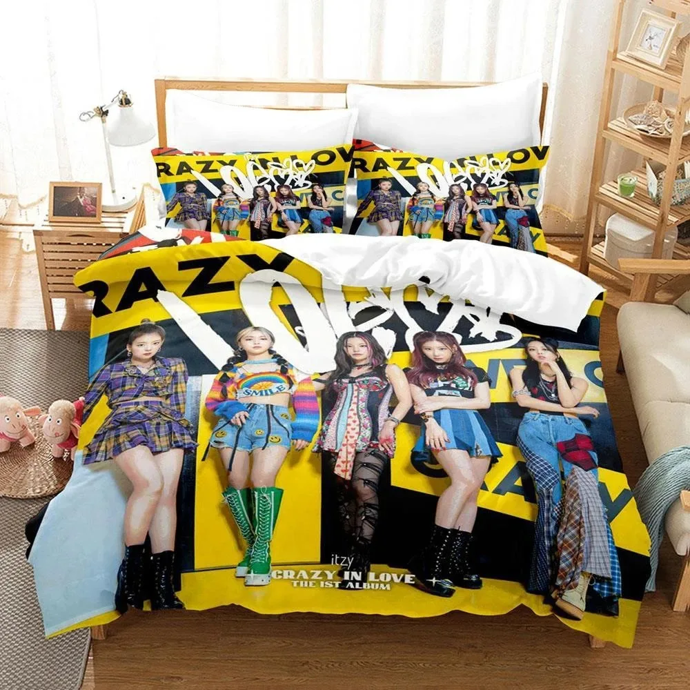 3D Print Fashion Kpop Group ITZY Bedding Set Boys Girls Twin Queen King Size Duvet Cover Pillowcase Bed boys Adult Bedroom