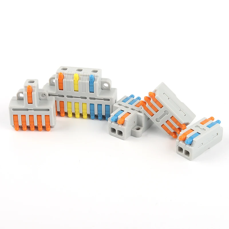 5PCS Mini Quick Wire Universal Compact 2/3-Pin Splice Push-In Terminal Block 1 In Multi Out With Retaining Holes 28-12AWG