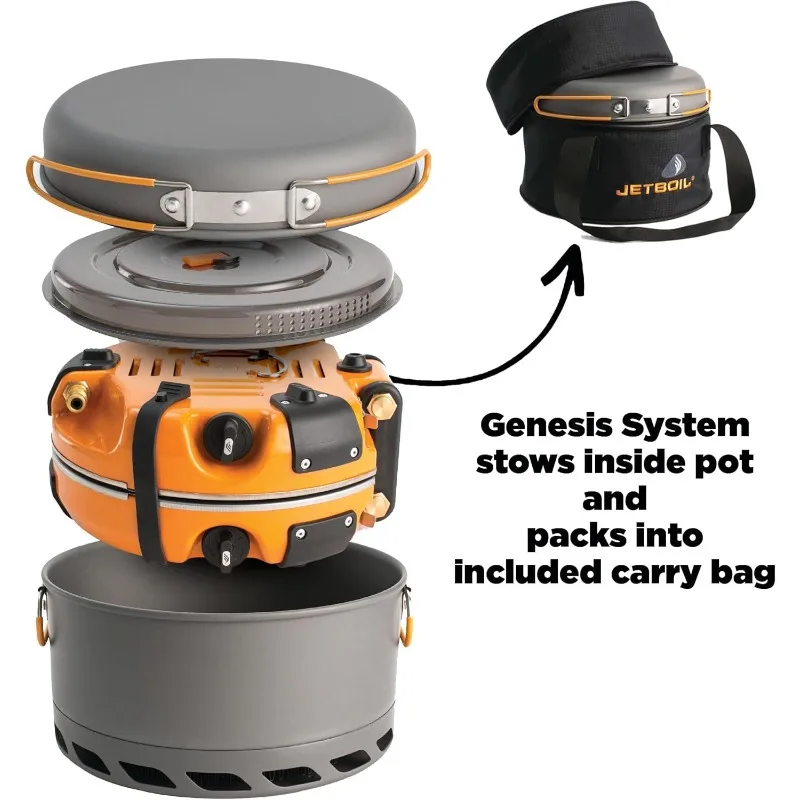 Genesis Basecamp Backpacking and Camping Stove Cooking System with Camping Cookware