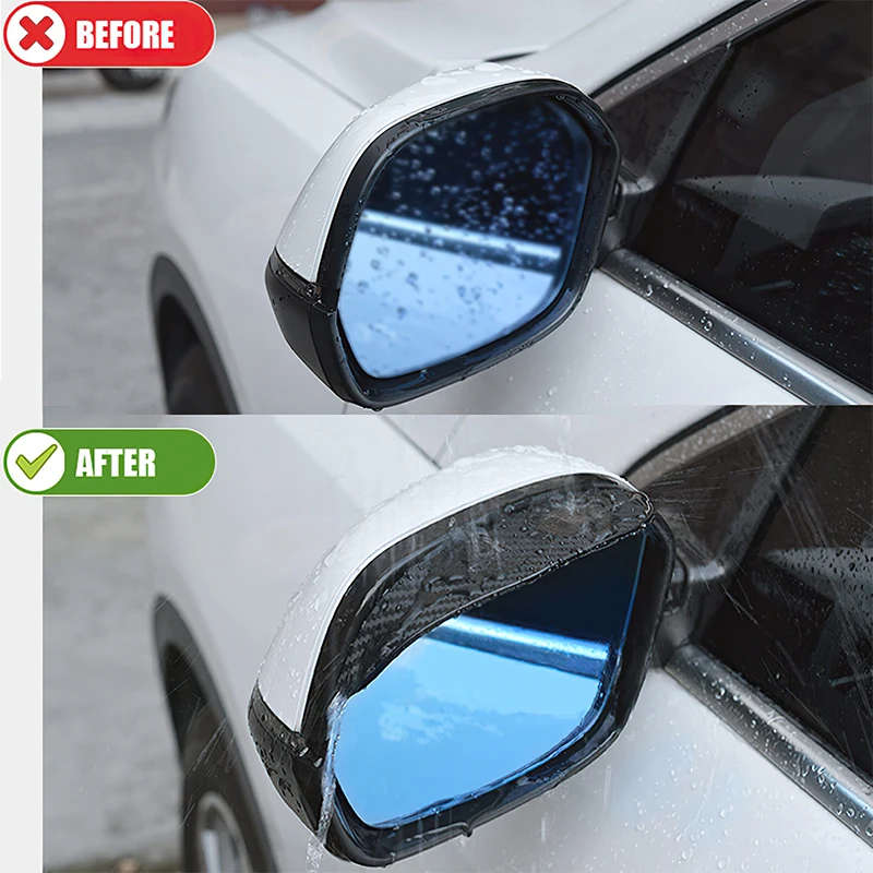 2Pcs Car Rearview Mirror Rain Eyebrow Rain Shield Snow Rainproof Blades Sticker Guard Sun Visor Auto Rear View Shade Protector