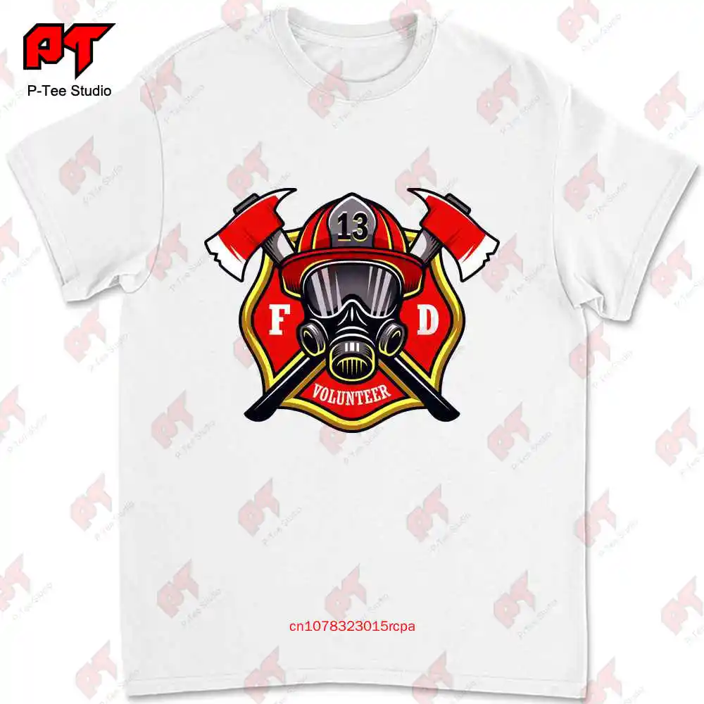 Volunteer Firefighter Nyfd American Helmet Axe T-shirt LWC7